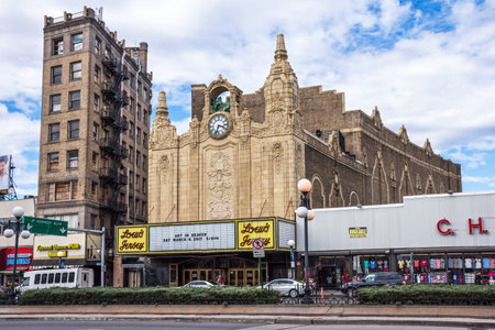 JERSEY CITY, NEW JERSEY - MARCH 8 - The historic Loewâ€™s Theater in Journal Square on March 8...