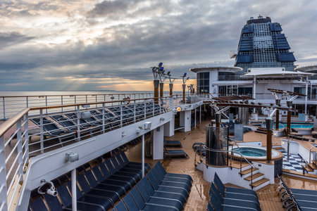 NEW JERSEY-MAY 22: The sunsets on the North Atlantic as The Celebrity Summit cruise ship set sails...