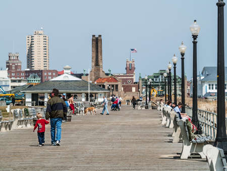 OCEAN GROVE, NEW JERSEY - MARCH 26 - The old Ocean Grove boardwalk as it looked before Hurricane Sandy in 2012 on March 26 2007 in Ocean Grove New Jersey.のeditorial素材