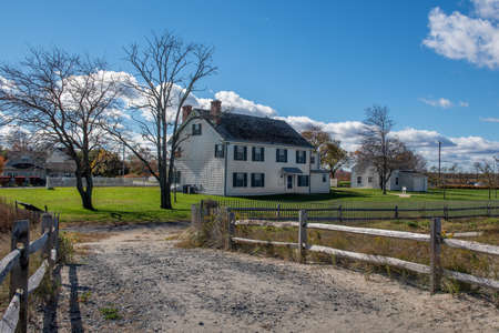 MIDDLETOWN NEW JERSEY - NOVEMBER 3 - The historic Seabrook Wilson home dating back to 1720 as seen on November 3 2018 in Bayshore Waterfront Park in Middletown NJ.のeditorial素材