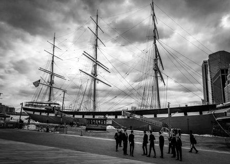 NEW YORK-MARCH 23: A tall ship in South Street Seaport, a popular tourist destination on March 23...