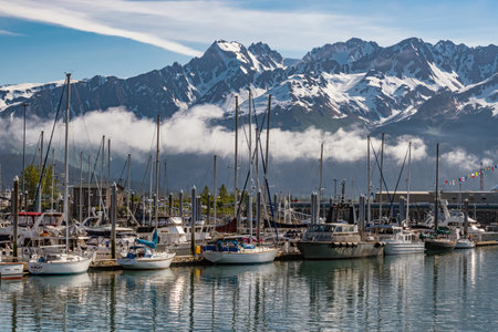 SEWARD, ALASKA - JUNE 7 - The marina on Resurrection Bay as seen on June 7 2019 in Seward Alaska.のeditorial素材