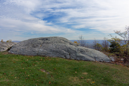 Large Glacial stone on this mountaintop in Jenny Jump forest in Warren County New Jersey.の写真素材