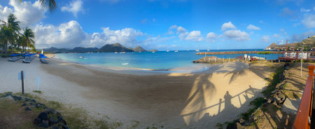 A panoramic view of Rodney Bay in Saint Lucia.の写真素材