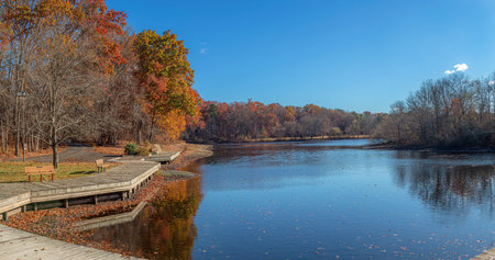 A panramic view of Turkey Swamp Park in Freehold, New Jersey.の写真素材