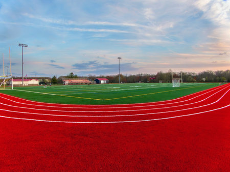 The new artifical turf track and athletic field in Manalapan, New Jersey.