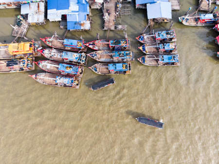 Aerial view of the fisherman village in Asia,Malaysia.の写真素材