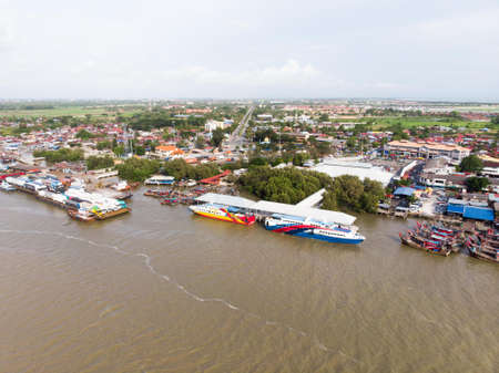 Aerial view of the fisherman village in Asia,Malaysia.の写真素材