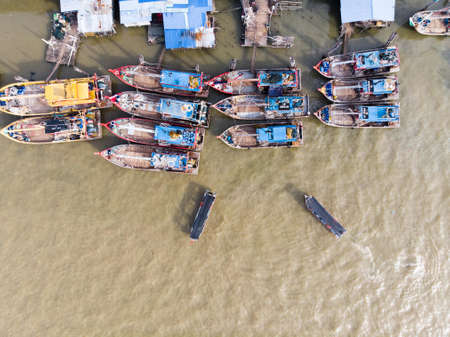Aerial view of the fisherman village in Asia,Malaysia.の写真素材
