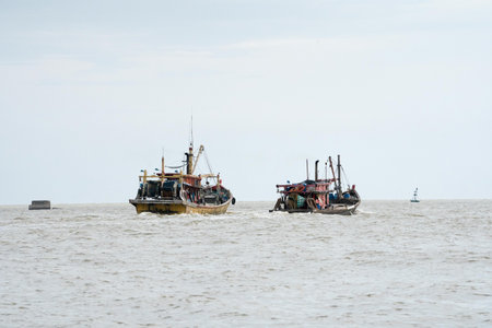 few wooden boat on the sea