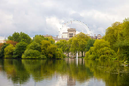 View at London eye from Hyde parkの写真素材