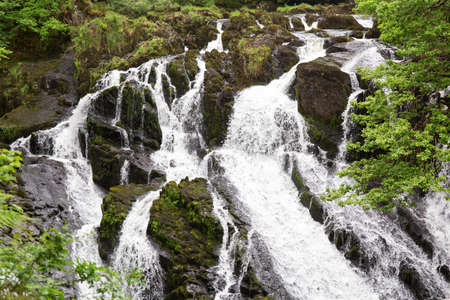Swallow Falls waterfall in Snowdonia - Wales UKの写真素材