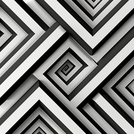 3d render. Abstract black and white background. Geometric patternの素材