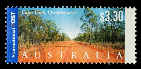 AUSTRALIA - CIRCA 2002  An Australian Used Postage Stamp showing Cape York in Queensland, circa 2002のeditorial素材