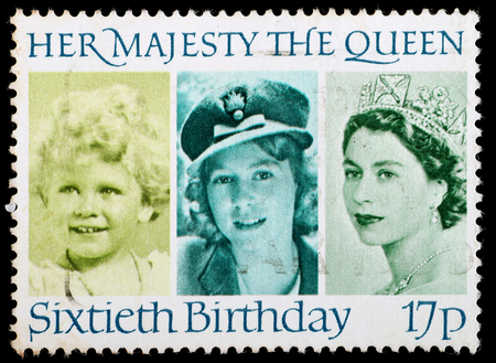 UNITED KINGDOM - CIRCA 1986: British Used Postage Stamp celebrating the 60th Birthday of Queen Elizabeth 2nd, circa 1986
のeditorial素材
