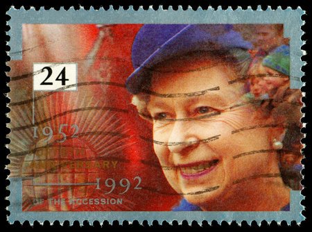 UNITED KINGDOM - CIRCA 1992: British Used Postage Stamp celebrating the 40th Anniversary of Queen Elizabeth 2nd, circa 1992
のeditorial素材