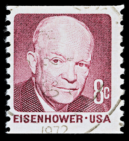 UNITED STATES - CIRCA 1971: A Used USA Postage Stamp showing President Dwight Eisenhower, circa 1971のeditorial素材