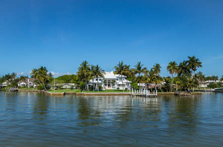 NAPLES, FLORIDA USA - May 8 2013: Luxury waterside home in the bayside area of Naples. Naples is one of the wealthiest cities in the United Statesのeditorial素材