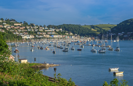 Yachts at Kingswear on the Dart Estuary, Devon, United Kingdomの写真素材