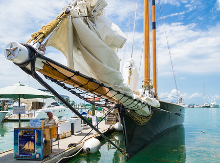 KEY WEST, FLORIDA USA - 2 MAY 2015 - The Sailing Schooner America 2. America 2 is Modelled on the Winner of the First Americas Cup Yacht Race in 1851 and is used for Sightseeing Cruises around Key Westのeditorial素材