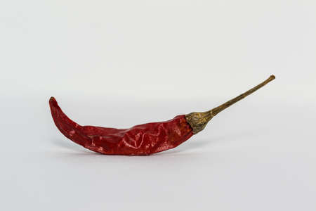 dried red chilli on white backgroundの写真素材