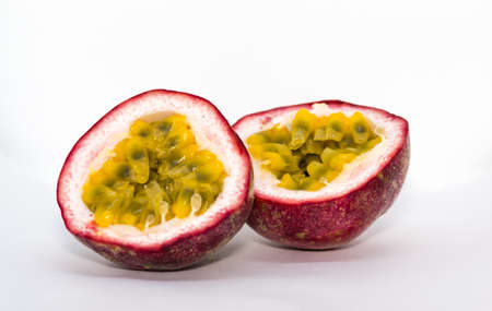 Half cut passion fruitの写真素材
