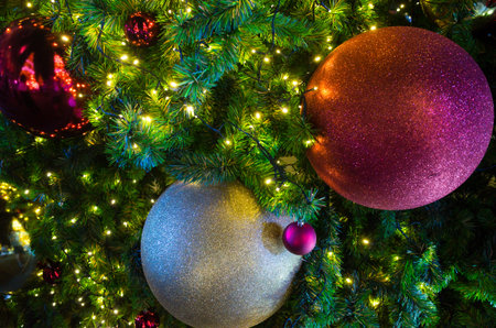 Christmas tree with red and gold balls