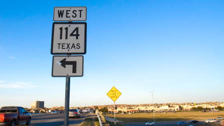 Traffic signs with blue sky in the eveningのeditorial素材