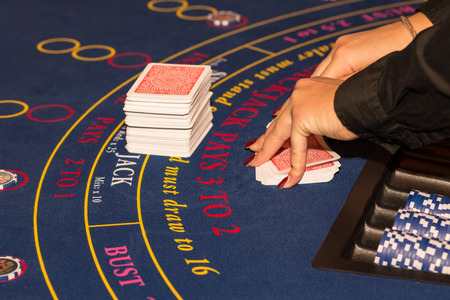 black jack tableの写真素材