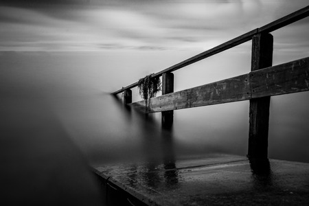 pier at lake konstanz long time exposureの写真素材