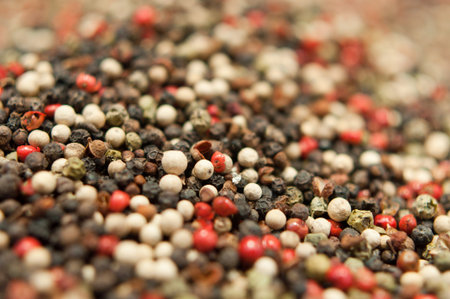Mixed pepper texture, shallow depth of field