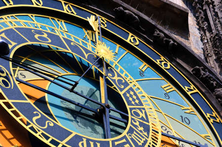 Famous medieval astronomical clock in Prague, Czech Republicの写真素材