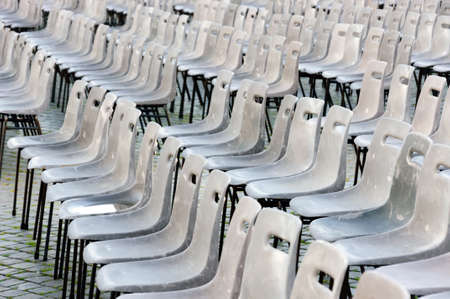 Empty Chairs for Mass in St Peters Square in Vatican, Romeの写真素材