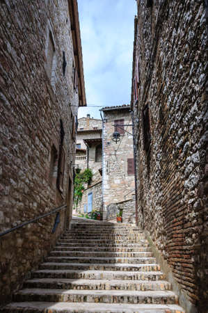 Medieval street in Assisi, Italyの写真素材