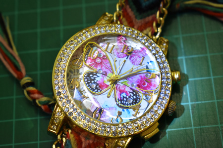 Hand watch butterflyの写真素材