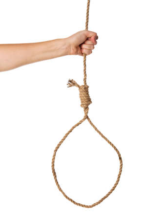 Noose in hand Isolated on white background の写真素材