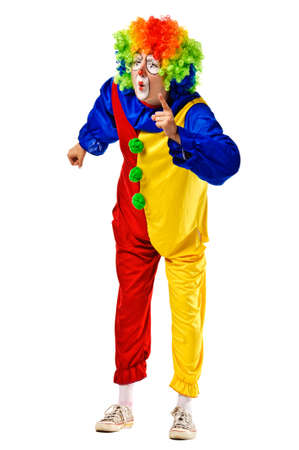 Angry clown shaking his finger and frowning  Isolatedの写真素材