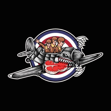 huricane plane meat three man vector illustration for your company or brandのイラスト素材