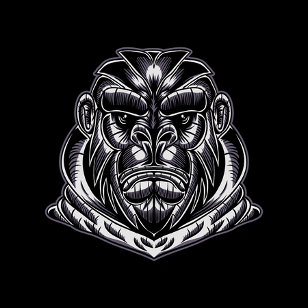 gorilla face vector illustration for your company or brandのイラスト素材