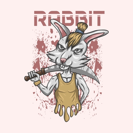 rabbit sword vector illustration for your company or brandのイラスト素材