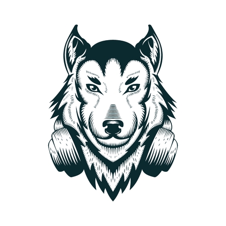 Wolf headphone vector illustration amazing design for your company or brandのイラスト素材
