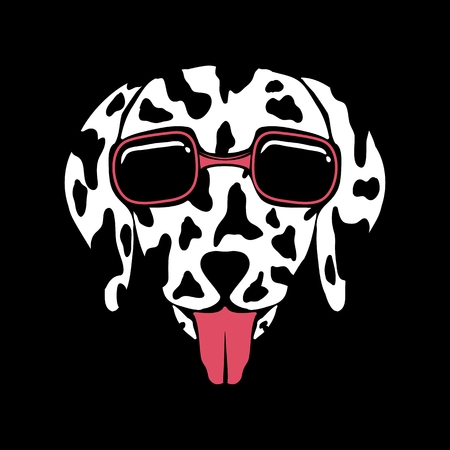 Dog Dalmatian eyeglasses Vector illustration for your company or brandのイラスト素材