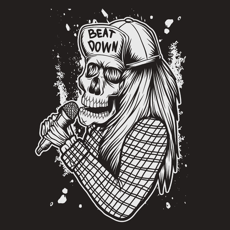 Skull Sing vector illustrationのイラスト素材