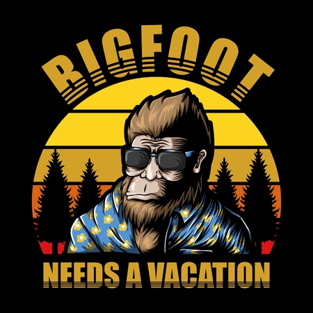 Bigfoot vacation sunset Vector illustrationのイラスト素材