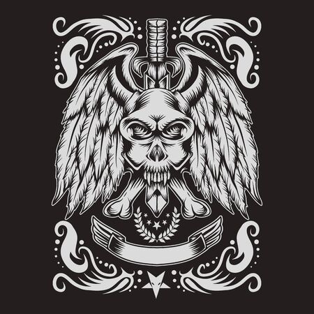 skull monster decoration vector illustrationのイラスト素材