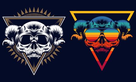 Skull evil retro vector illustration for your company or brandのイラスト素材