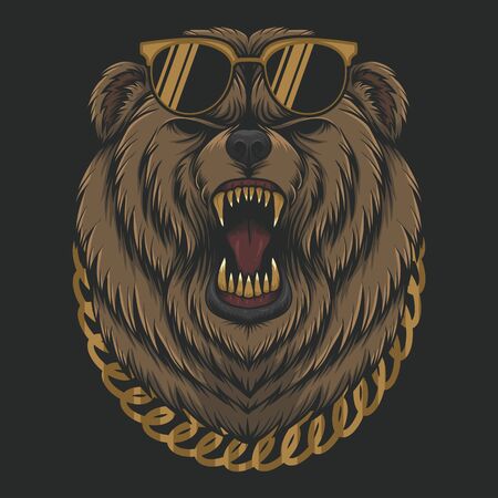 Angry cool Bear vector illustrationのイラスト素材