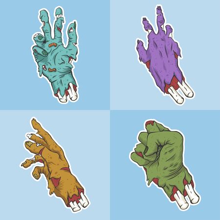hand zombie set collection vector illustrationのイラスト素材