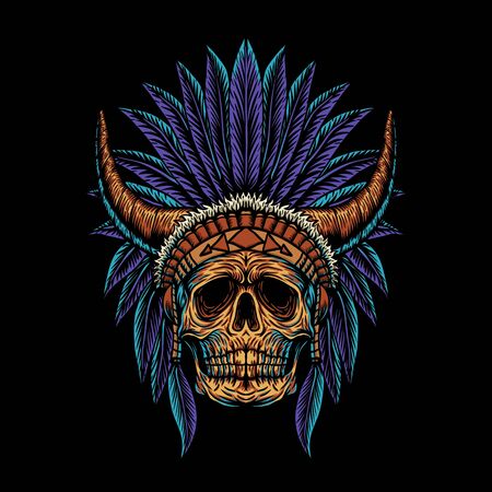 skull indian horn vector illustrationのイラスト素材