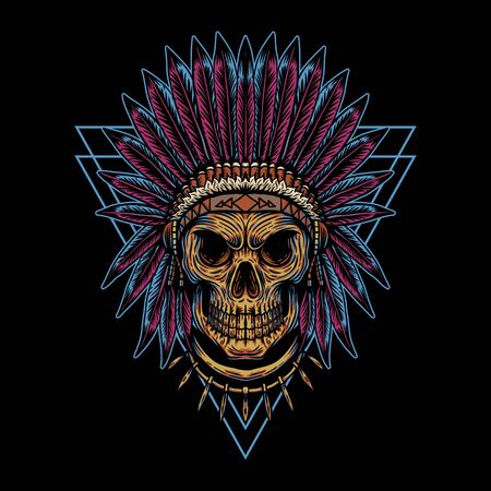 skull indian triangle badge vector illustrationのイラスト素材